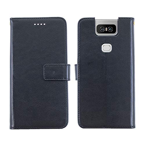 Classic Series 手帳ケース ASUS エイスース ZenFone 6 ZS630KL 用 手帳型 ケース マグネット式 ストラップ付き スタンド機能 スマホケース 横開き PU革 カード入れ 財布型 カバー ゼンフォンzenfone6 zs630kl典雅 黒