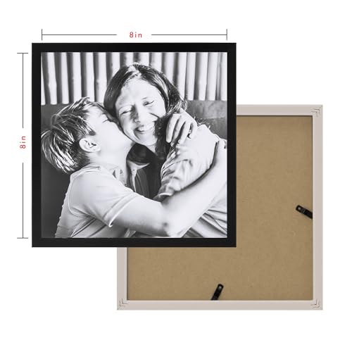 ArtbyHannah Photo Collage Frames for Wall, 8x8 Inch Square Picture Frame for Living Room or Staircase Decoration (Black, 9 Pack)