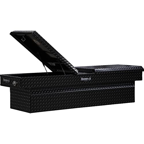 Buyers Products 1720410 Diamond Tread Gull Wing Truck Tool Box, 18x 20x 71 Inch, Aluminum, Truck Upfitters, Made in the USA, Lockable Tool Box for Work/Utility Trucks, Black