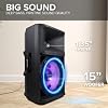 Gemini 15 300W Bluetooth PA Speaker System DJ Loudspeaker with Stand, Wired Mic, LED Lights, TWS Stereo Pairing, 3-Channel Mixer, EQ Control AC Powered (GSP-L2200PK)