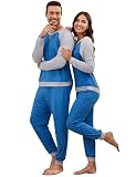 Frcdaunrs Mens Pajama Sets Jogger Lounge Sets Couple Long Sleeve Sleepwear and Long Pants Pjs Tracksuit 2 Piece Fall Outfits