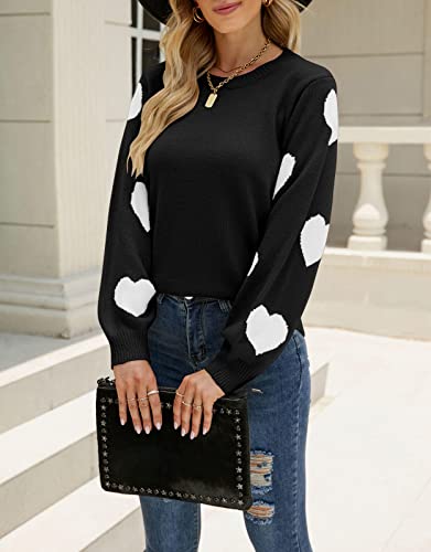 Image of Women's Pullover Sweaters Cute Multi-Hearts Knitted Casual Sweater
