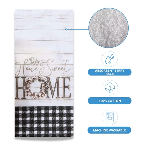 18Th Street Gifts Black And White Farmhouse Kitchen Towels, Set Of 2 Decorative Dish Towels And 1 Dishwasher Magnet, Buffalo Plaid Kitchen Decor #TOP1