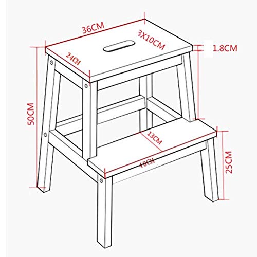 Taburete de escalera de doble uso LUNEZY con dos peldaños estables de madera 3