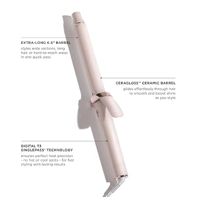 T3 SinglePass Curl X Extra-Long Barrel 1, 1.25, 1.5 Curling Iron with 9 Heat Settings and Ceramic Barrel for Fast Styling and Lasting Results on All Hair Types