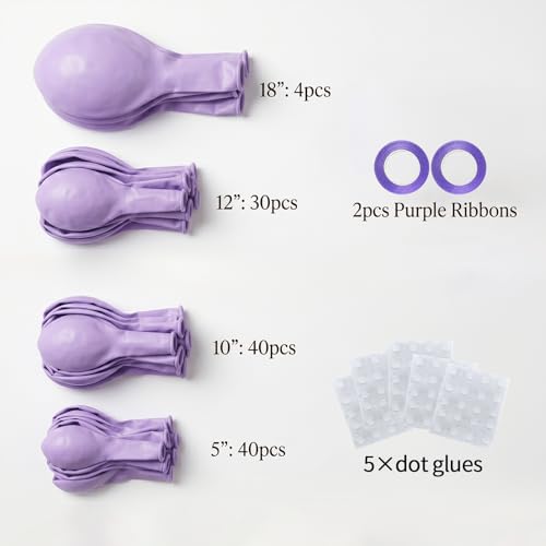 Image of Pastel Purple Lilac Balloons, 114pcs Lavender Balloon Garland Arch Kit - 18 12 10 5 Inch Pale Purple Latex Balloons for Baby Shower, Bridal Shower,Butterfly Fairy Princess Birthday
