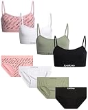 bebe Girls Underwear Set - 8 Piece Seamless Cami Training Bra and Matching Panties for Girls, Size Medium, Violet Pink