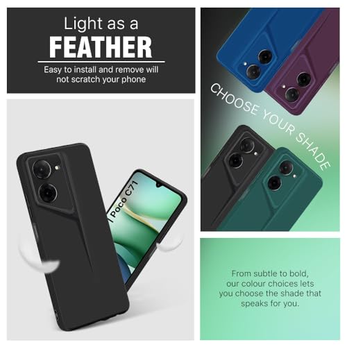Image of WOW IMAGINE Slim Back Cover for Redmi A5 | Poco C71 | Blade Series Ultra Thin Case with Lightweight Design | Camera Protection | Soft Matte Silicone Flexible Mobile Case - Black