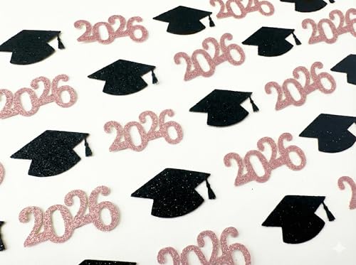Confettis de remise de diplôme 2026 haut de gamme rose pailleté pour décoration raffinée