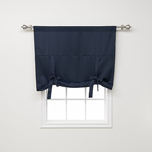 Best Home Fashion Thermal Insulated Blackout Tie-Up Window Shade - Rod Pocket - Navy - 42