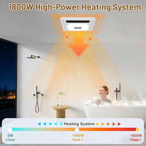 NeuronDeals 4 in 1 Bathroom Exhaust Fan & 1800W Heater – The Complete Bathroom Fan with Heater | 3 Adjustable LED Color Temperatures, 180 CFM Quiet DC Motor for Effective Ceiling Ventilation by NeuronDeals - Image 4