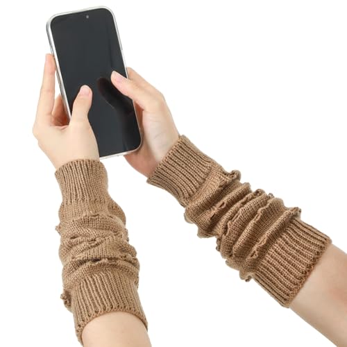 Quilax - Quilax 1 paire de gants grunge en tricot, gants côtelés, chauffe-bras thermiques, vêtements Emo, accessoires grunge pour filles et garçons qui aiment le style rock
