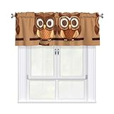 ERSDWRE Cenefa de cortina con estampado de búhos de dibujos animados para...