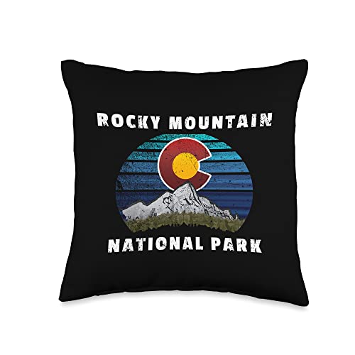 Rocky Mountain National Park Colorado Flag Mountain Themed Throw Pillow
