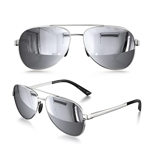 Luenx Aviator Sunglasses For Men Women Polarized - Mirrored Driving Uv 400 Protection(Silver) #TOP7