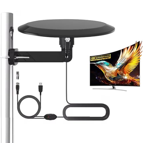 Outdoor Indoor Digital Smart TV Antenna for Camper RV Boat, HDTV Antenna for Smart TV with Amplifier, 32ft Coaxial Cable