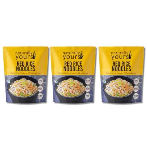 Image of Naturally Yours Red Rice Hakka Noodles | No Maida, Non-Fried, Vegan, Preservative Free | No Onion No Garlic, Jain Friendly | High Iron, Antioxidants & Fiber | Healthy & Easy to Digest | 180g Pack of 3