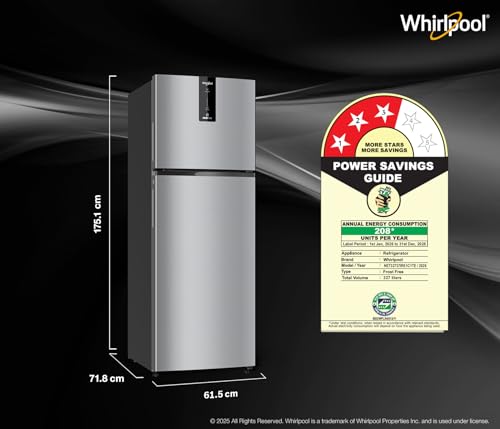 Whirlpool 327 L 3 Star Convertible Frost Free inverter Double Door Refrigerator (IF INV 375 ILLUSIA STEEL(3S) CONV-Y, 2026 Model) 10 41fTZS3RcjL