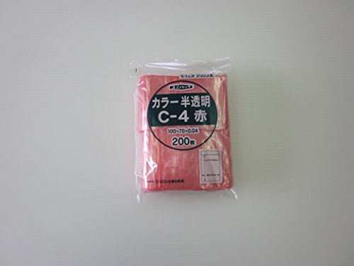 ユニパック カラー 半透明 C-4 赤 1ケース13,000枚