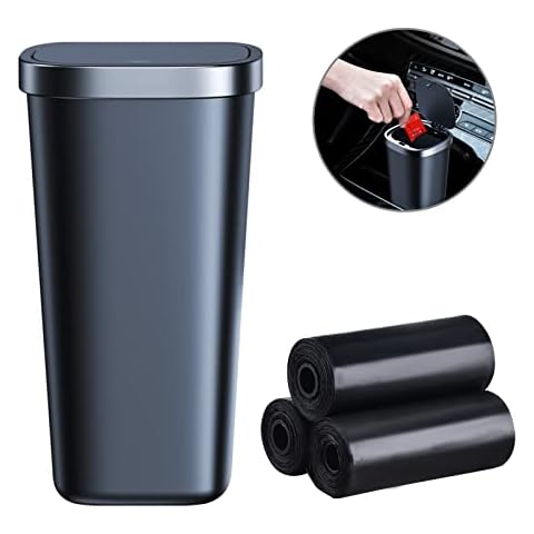 Mini car Trash can, Can with Lid Car Dustbin, car Cup Holder Trash can, Trash Bag Waterproof, with Three Rolls of Trash Bags, Suitable for Cars, Kitchens, Offices, bedrooms Cover