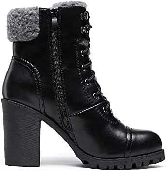 DREAM PAIRS Women's Black Pu Lace up Boots Chunky High Heel Ankle Booties Shoes, Size 11, DAB217 | Image 3