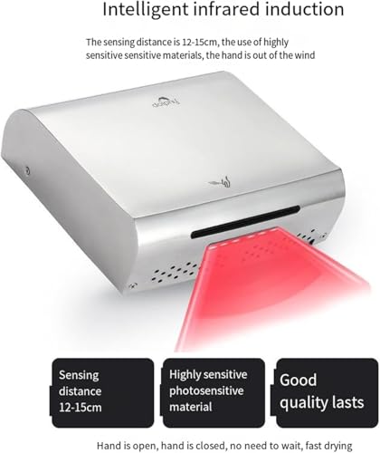 Image of Dolphy 304 Stainless Steel Commercial Hand Dryer | Smart Power-Saving |Touchless Automatic Hand Dryer for Bathroom | 950 W (Hot & Cold)