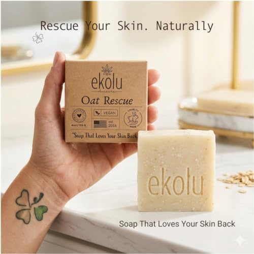 ekolu Oat Rescue Cold Process Soap | Triple Organic Oat & Tea Tree Bar — 사진 5