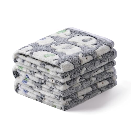 Image of 1 Pack 3 Blankets Super Soft Fluffy Premium Cute Elephant Pattern Pet Blanket Flannel Throw for Dog Puppy Cat Dark Grey Large(41x31 inch)