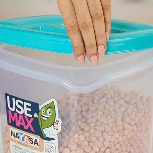 Image of Nayasa Use Max Container (5 Ltrs, 7.5 Ltrs, 10 Ltrs) BPA Free Food Grade Airtight Kitchen Storage Stackable Containers- Set Of 3, Blue