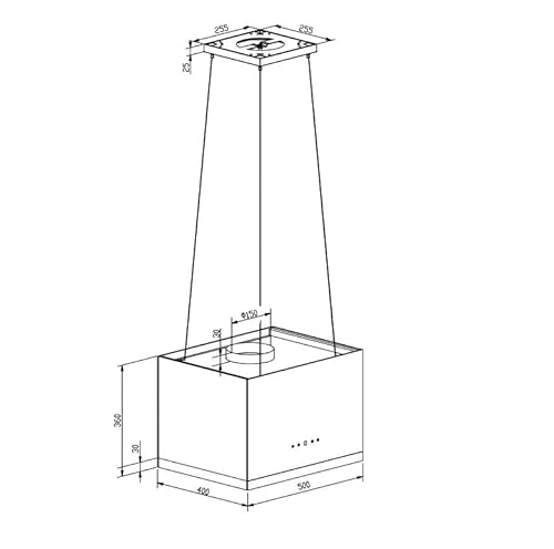 Respekta Centa Dunstabzugshaube/Inselhaube 50 cm/Stahlblech mit Glasumrandung in Weiß/Umluftfunktion / CH11050IW / A+ / 50 – 69 dB