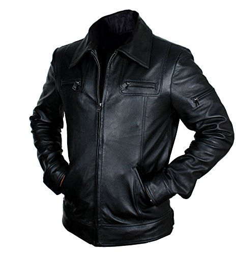 Men Genuine Leather Jacket Slim FIT Black Brown Real Biker Retro New3