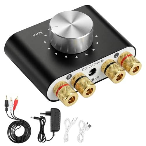 QWORK® Mini Amplificateur Bluetooth, Amplificateur Stéréo HiFi 50 W × 2, Amplificateur...
