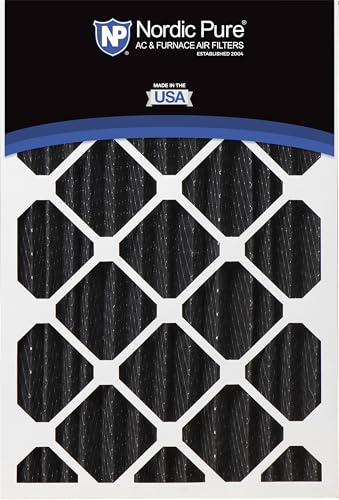 Image of Nordic Pure 16x25x4 Pleated MERV 8 Pure Carbon Air Filters 2 Pack | Actual Size: 15 1 /2 x 24 1 /2 x 3 5 /8 Made in USA, HVAC Odor Filtration, Pet, Cooking & Household Smell Control