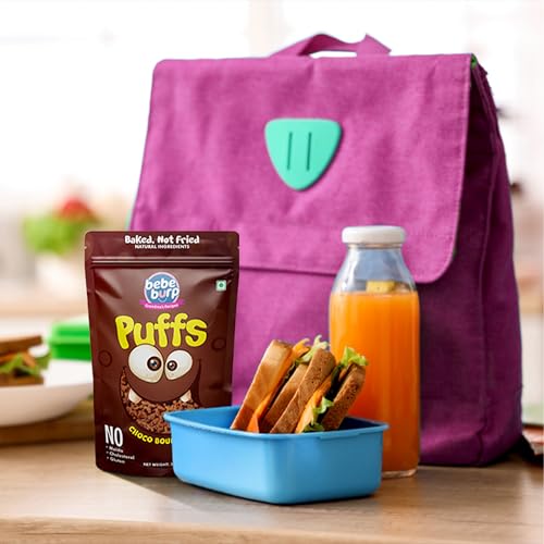 Image of BE'BE' BURP Healthy Puff Snacks| Choco Bounce|Not Fried, Baked Puffs Protein Snacks|No Maida & Gluten-Free|Travel-Friendly|35Gms Each (Pack Of 4)
