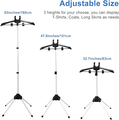 Image of 24x7 eMall Clothes Display Stand Hanger Rack For Shops Retailers, Steam Iron Stand Adjustable 3-Height Tripod Foldable Clothing Rack For Air Drying, Ironing & Storage., 430 x 20 x 860 mm
