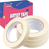 4 Pack White Artist Tape, Art Masking Artist Tape for Watercolor Painting Drafting Canvas Framing, A