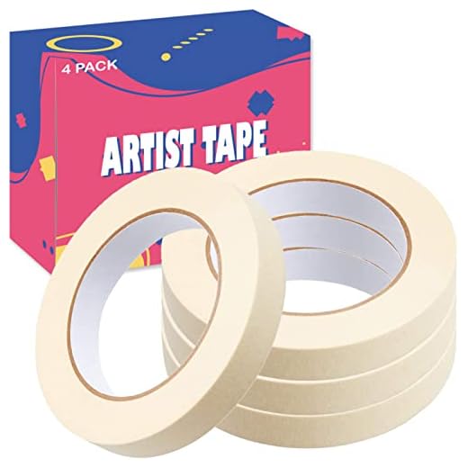 4 Pack White Artist Tape, Art Masking Artist Tape for Watercolor Painting Drafting Canvas Framing, Acid Free Low Tack Masking Tape 0.6 Inch Wide 720FT Long Total