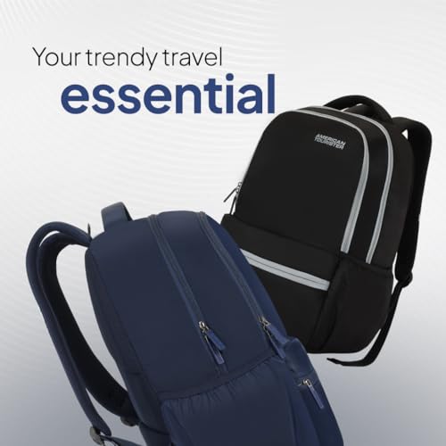 American Tourister Lex Style 01, 31L Volume College and Office Laptop Backpack with Front Organizer and Spacious Interiors for Men & Women - Navy 2 41fTaiiM9CL