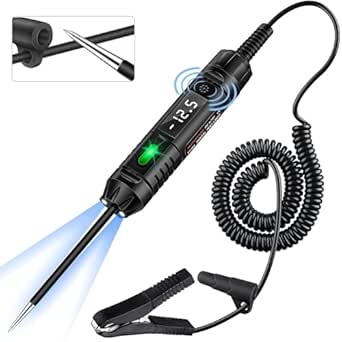 Upgraded Heavy Duty Circuit Tester with Buzzer, 3-72V DC LED Digital Test Light with Voltmeter, Automotive Light Tester with Lighting, Fuse Voltage Tester