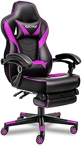 Gaming Chair for Adults Ergonomic Racing Style High Back Computer Chair with Footrest Headrest and Lumbar Support PU Leather 90-150 Degree Tilt