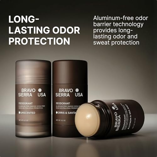 Image of Bravo Sierra Aluminum-Free Mens Deodorant - Antiperspirant for Men, 1-Pack | Natural Ingredients for Long Lasting All-Day Odor & Sweat Protection - Orris & Santal - Vegan & Baking Soda-Free