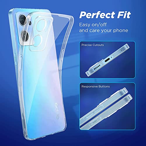 Image of NISHTECH for Oppo Reno 7, Oppo Reno 7 5G Premium Transparent Hybrid Soft Slim Dust Proof Back Case Cover with Camera Protection