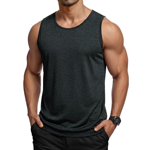 MAGCOMSEN Men's Tank Tops Quick Dry UPF 50+ Athletic Sleeveless Muscle Shirts Gym Workout Top Casual Beach Summer Small Black