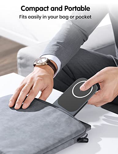 Image of Wireless Charger for Apple MagSafe, iPhone Stand Holder for Desk, Foldable Aluminum Alloy Magnetic Wireless Charger for Apple iPhone 13 Pro Max, 13 Pro, 13, 13 Mini, 12 Pro Max, 12 Pro, 12, 12 Mini