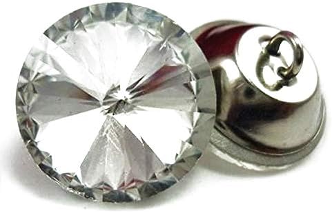 50PCS/LOT Sofa Crystal Button Clear Color Satellite Crystal Glass Buttons Sewing Buttons Headboard Decoration Crystal Buttons Upholstery Buttons (20mm, Clear Color)