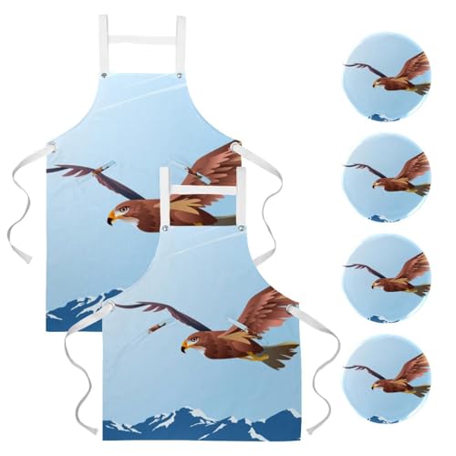 Lot de 2 tabliers de cuisine avec motif buse aigle pour la pâtisserie