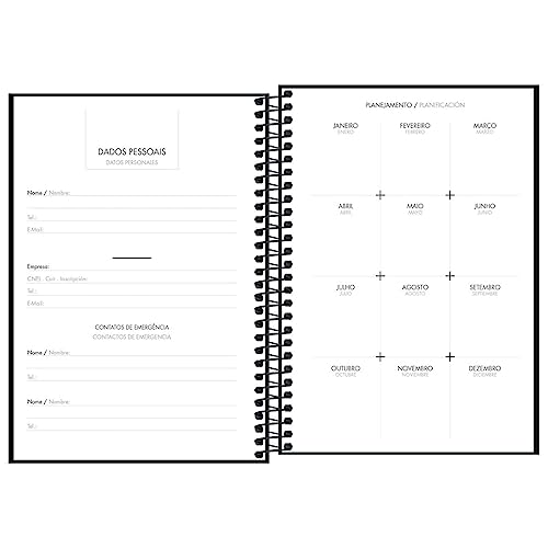 Tilibra - Agenda Executiva Espiral Diária 12,9 x 18,7 cm Napoli Permanente - Capa Preta