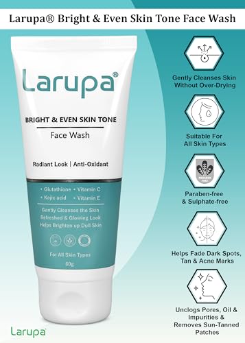 Image of Bright & Even Skin Tone Face wash with Glutathione, Kojic Acid, Niacinamide, Vitamin C and E | Daily Gentle Face Wash For Tan, Pigmentation, Uneven Tone - 60G