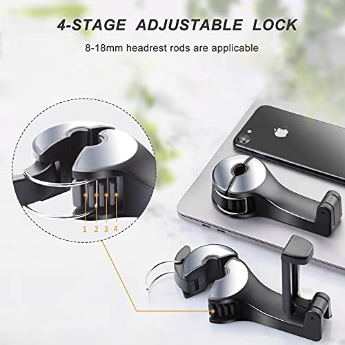 Scovvord Car Headrest Hidden Hook With Phone Holder, Car Seat Hooks For Purses And Bags, Universal 360° Rotation Headrest Hooks Purse Holder For Car, Car Purse Hook Holder (Silver) #TOP2