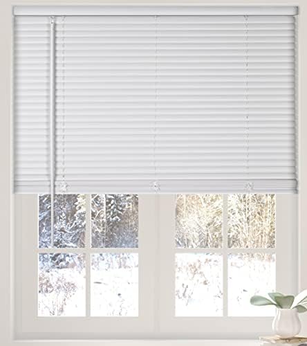Calyx Interiors 1” Cordless Vinyl Mini Blinds, White, 33.5"W x 60"H